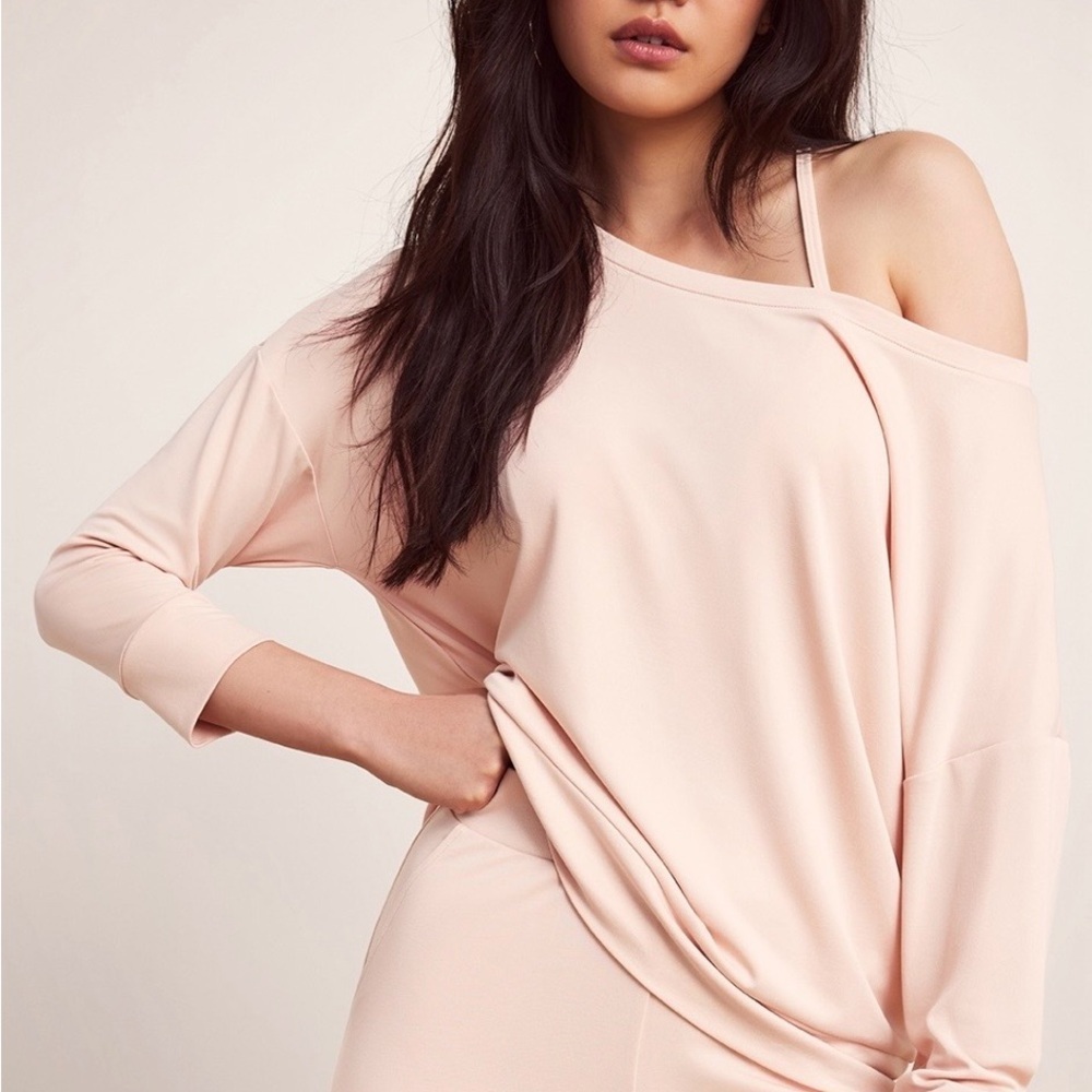 Fabletics Sleek Knit Boat Neck Pink Pullover Top Size XL